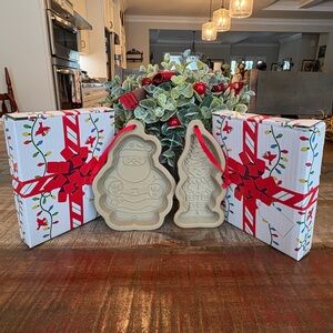 2 NEW Temp-Tations COOKIE CUTTER Ornaments in Gift Boxes: SANTA 🎅🏻 & ELF!